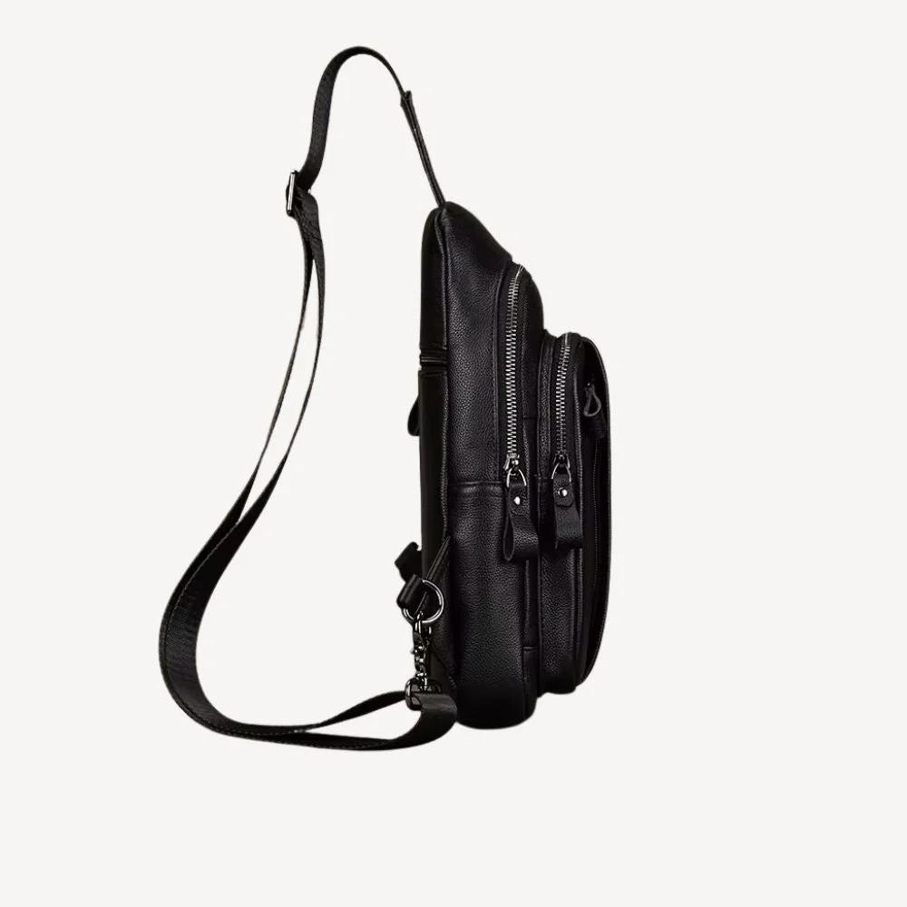 Black Leather Sling Bag